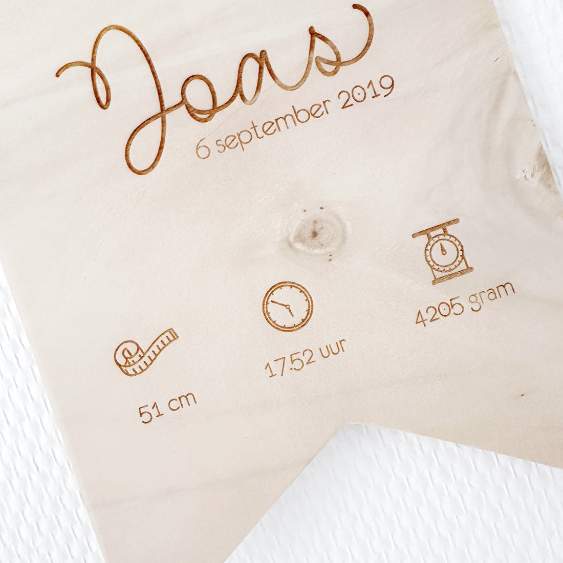 Vaantje met geboortegegevens