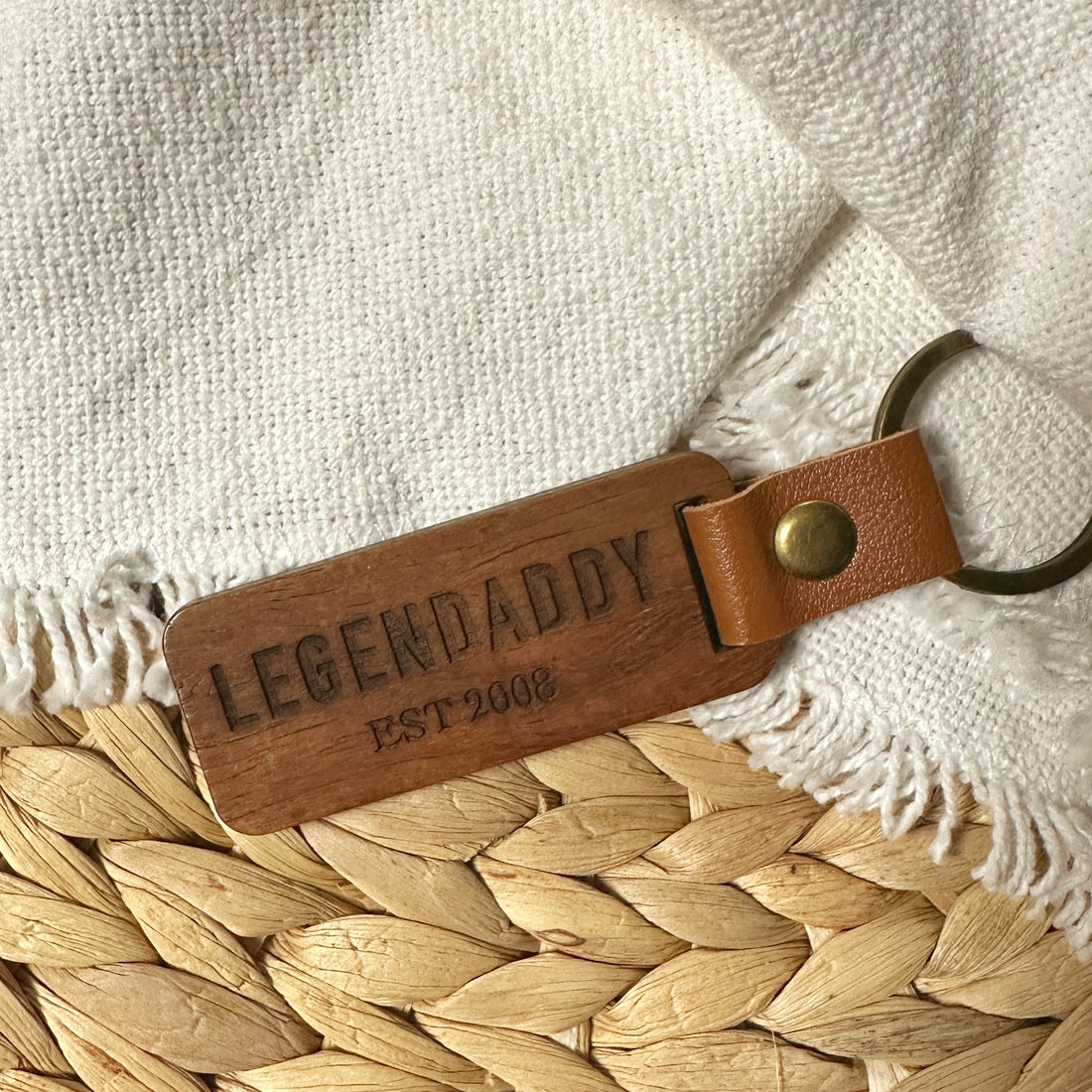 Sleutelhanger hout met ring - Legendaddy