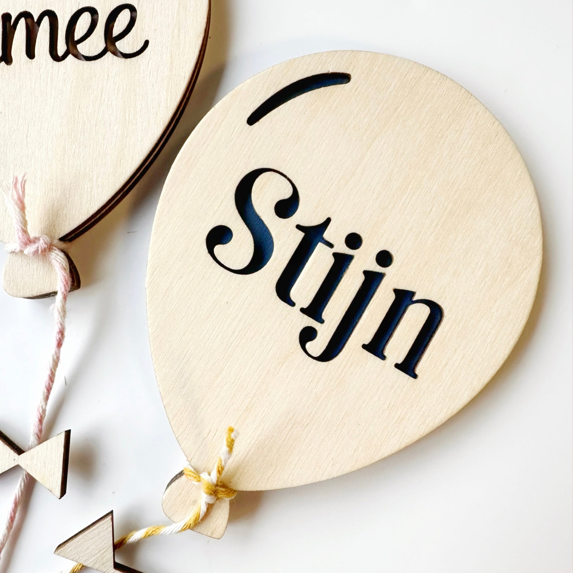 Houten ballon met naam | dubbel