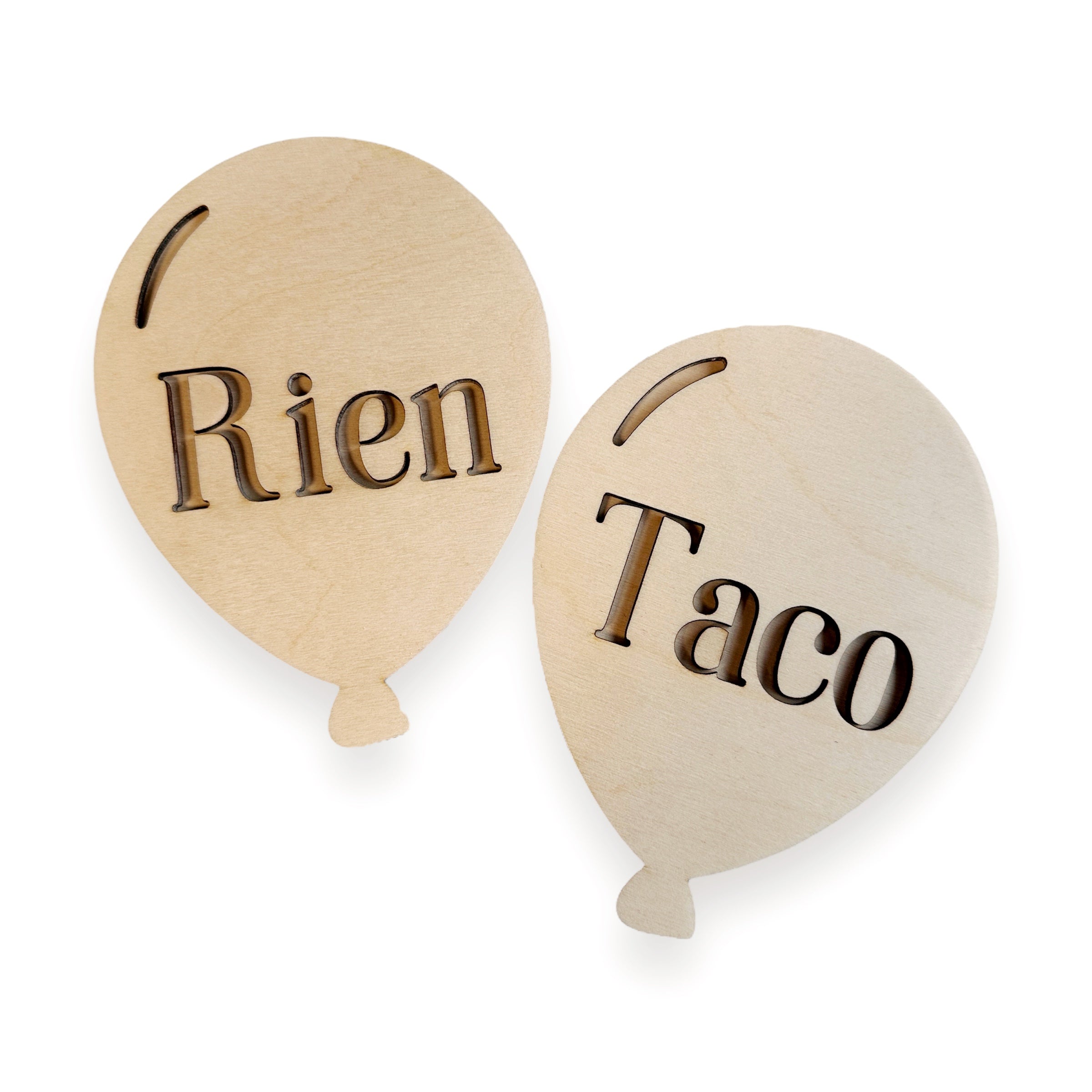 Houten ballon met naam | dubbel