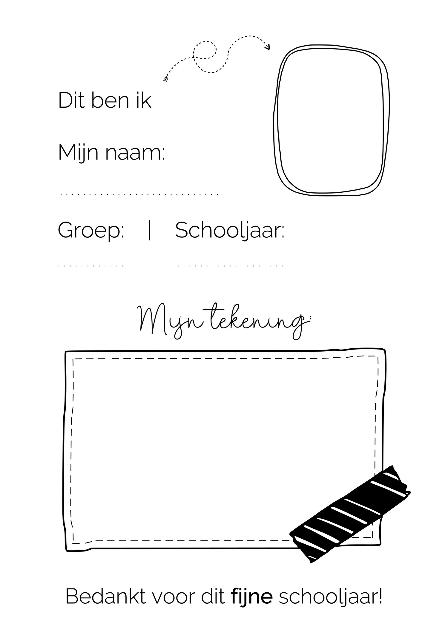 Afscheidsmap vol mooie tekeningen voor de juf/meester