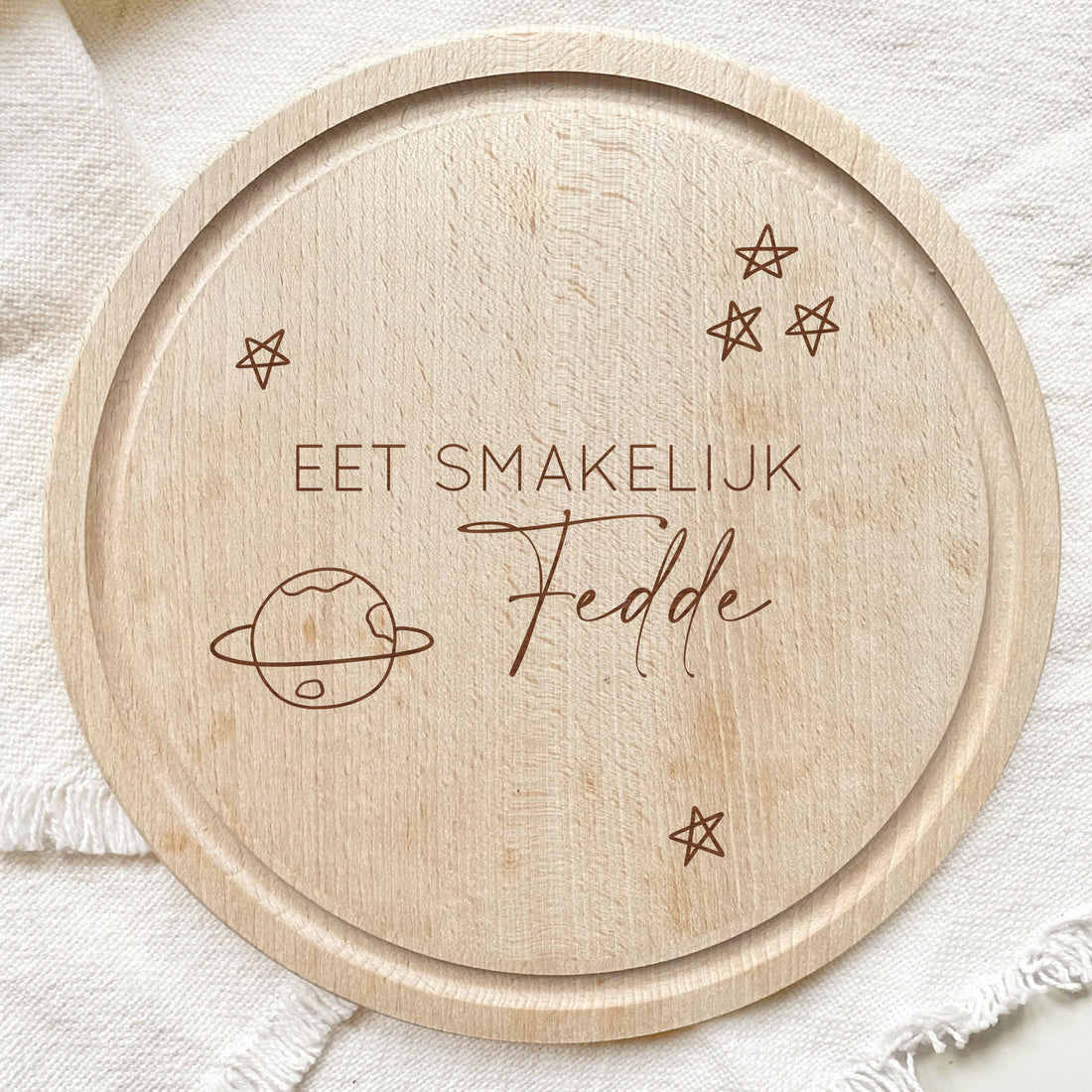 Ontbijtplankje met naam | wereldbol